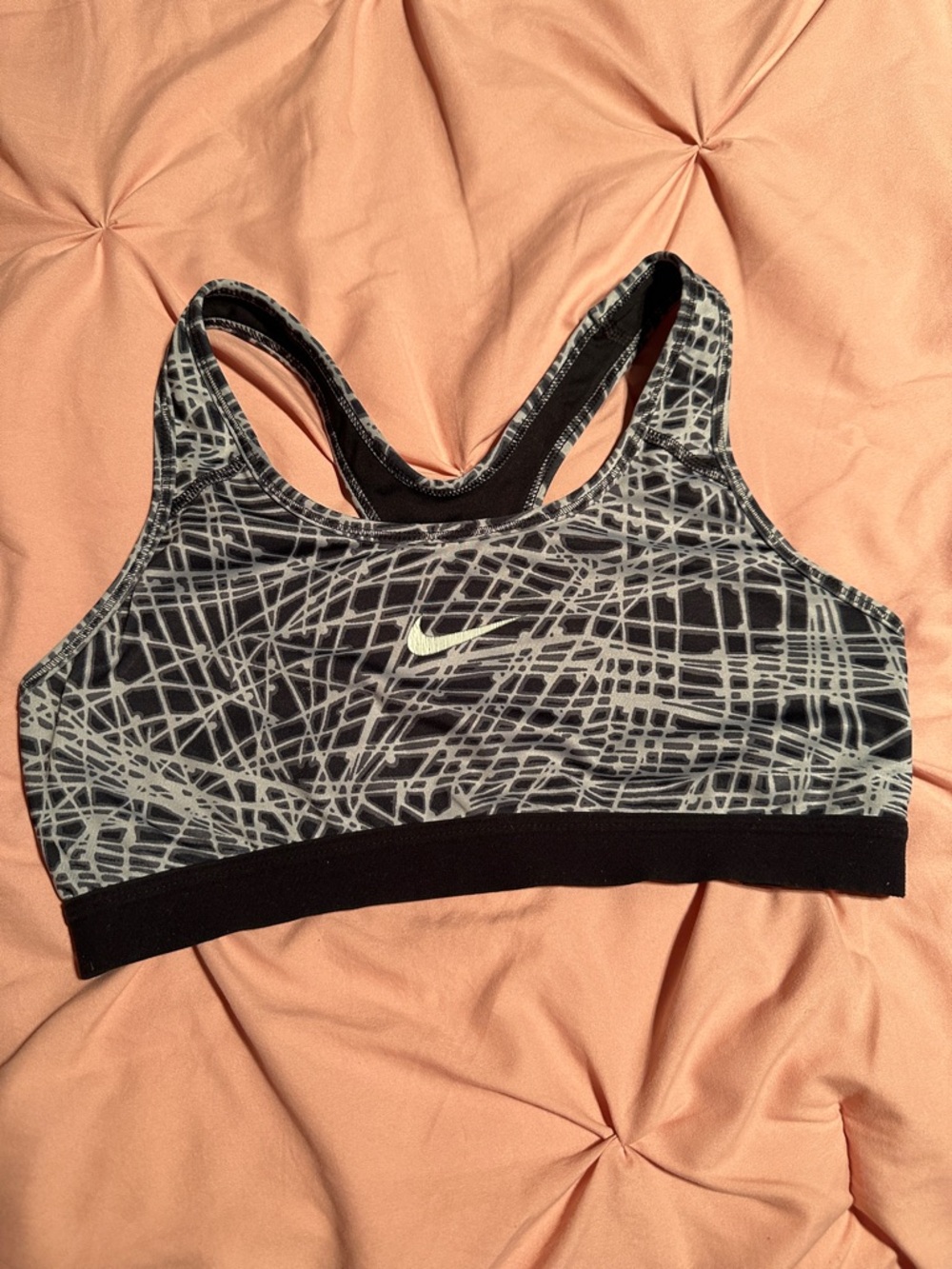 Nike Black Sports Bra with Gray Abstract Print